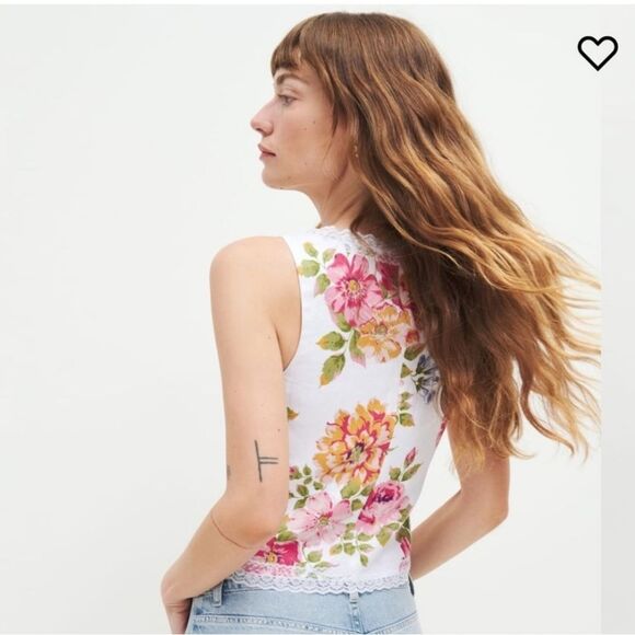 Reformation Rosalie White Floral Linen Top Size 0 - Picture 9 of 9
